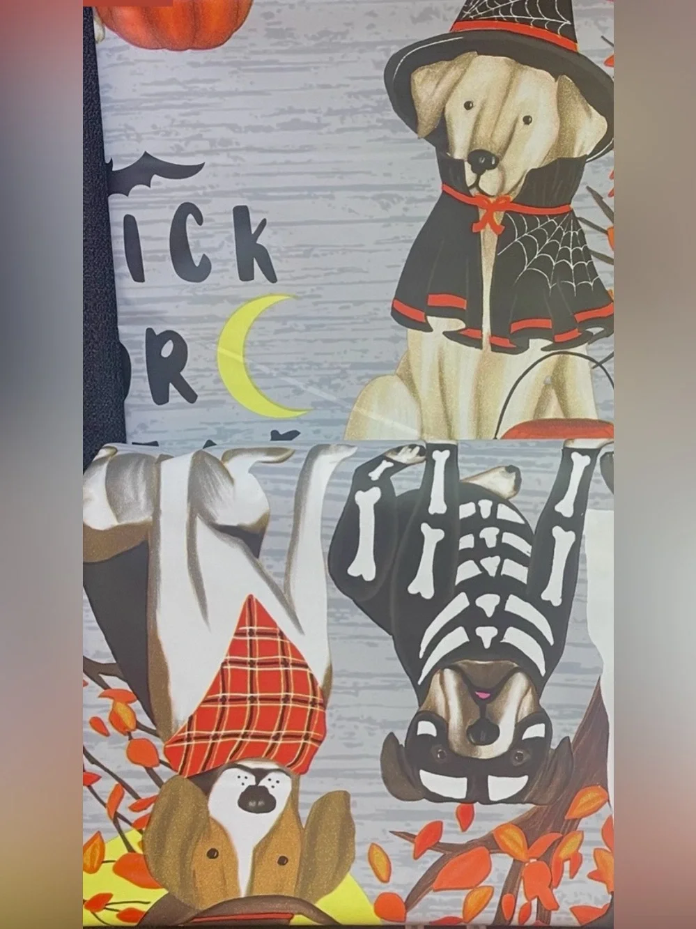 Dogs Trick or Treating Halloween Costumes PEVA Shower Curtain Pet Fun NEW NWT